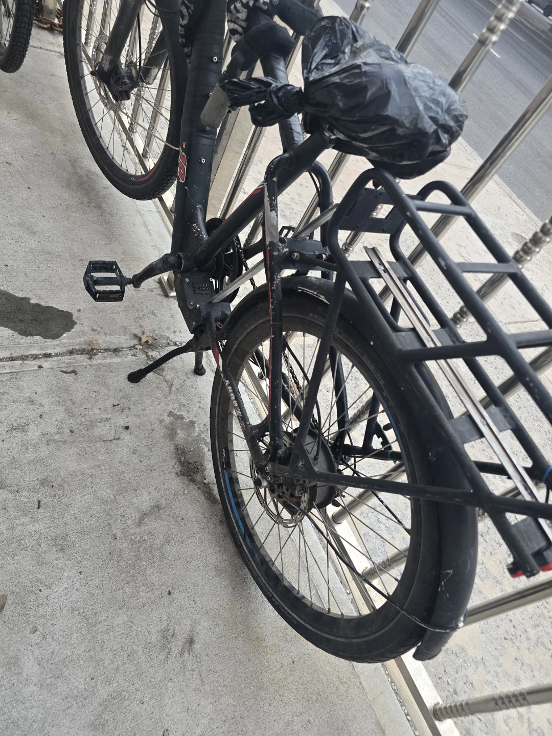 Black Electric Bicycle with Rear Rack - photo 2