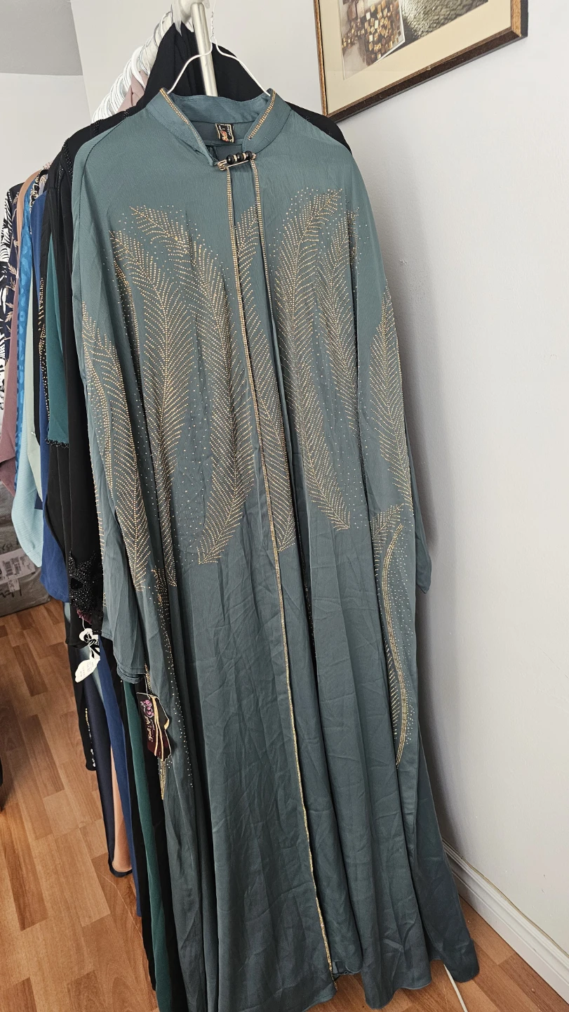 Green Abaya with Gold Embellishment