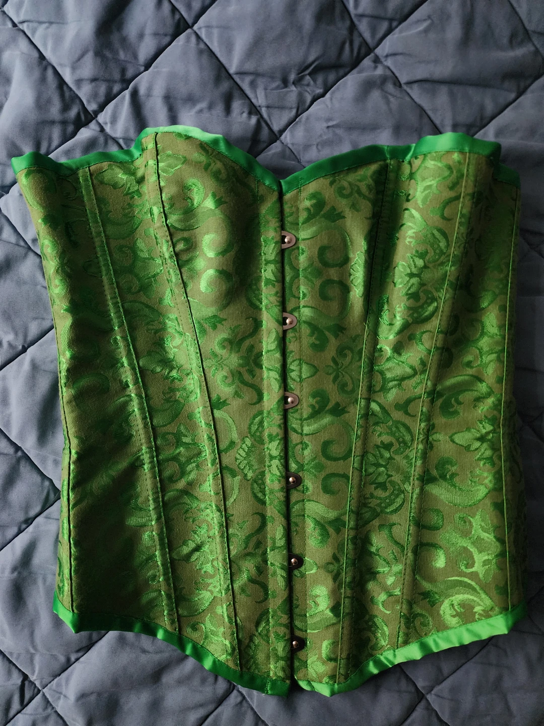 Bslingerie Overbust Green Floral Brocade Jacquard Goth Corset