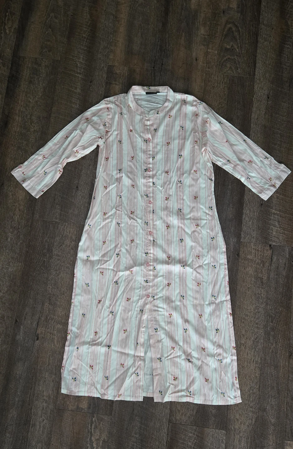 Women's Striped Floral Print Button-Up Dress - photo 3