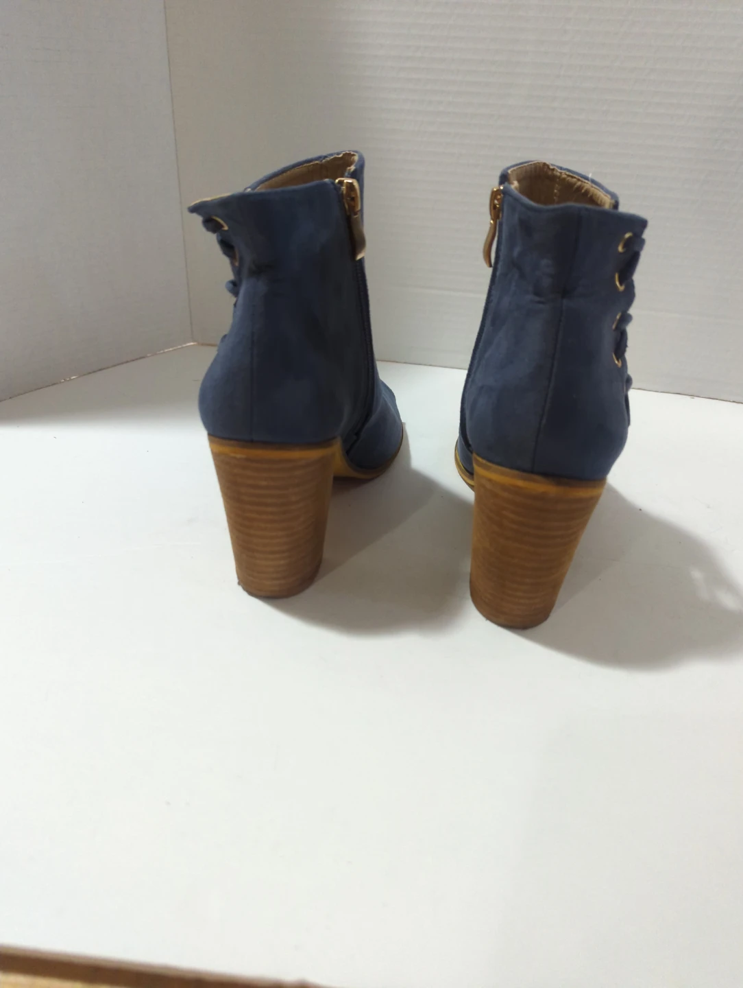 Catherine Malandrino Blue Suede Peep Toe Booties - photo 5