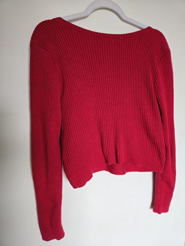 Hollister Red Ribbed Wrap Long Sleeve Top XL - photo 3