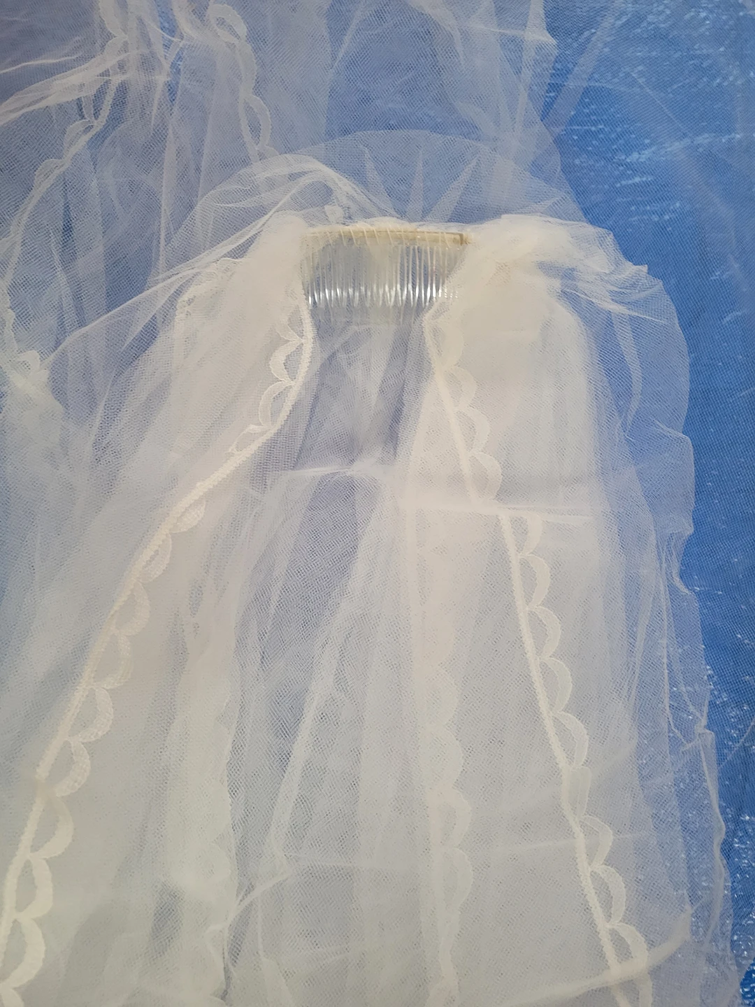 White Bridal Veil with Comb