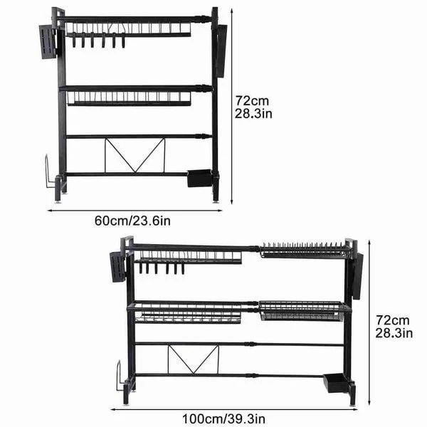 Black Over-the-Sink Dish Drying Rack - 72cm - photo 2
