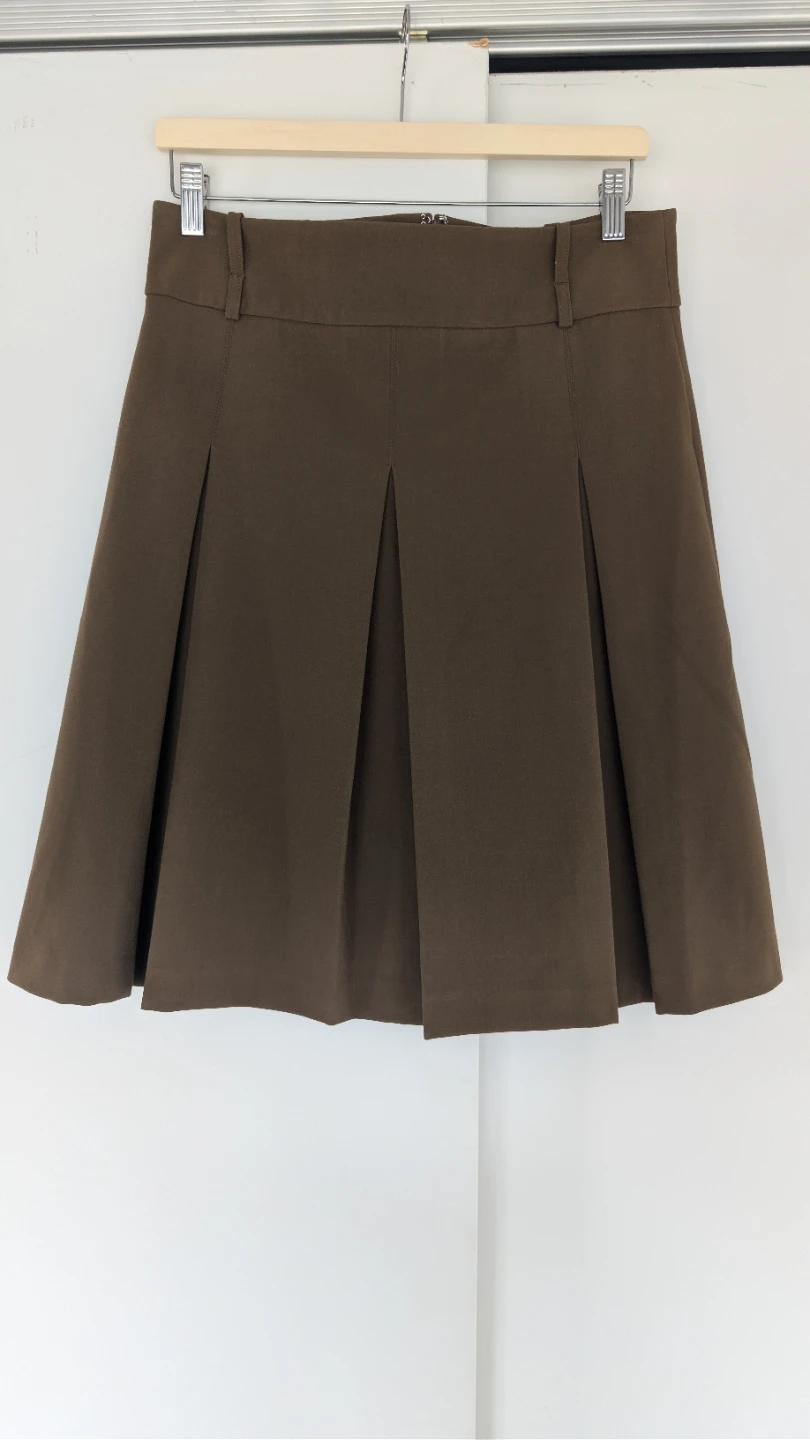 Oak + Fort Brown Pleated Skirt Size 8