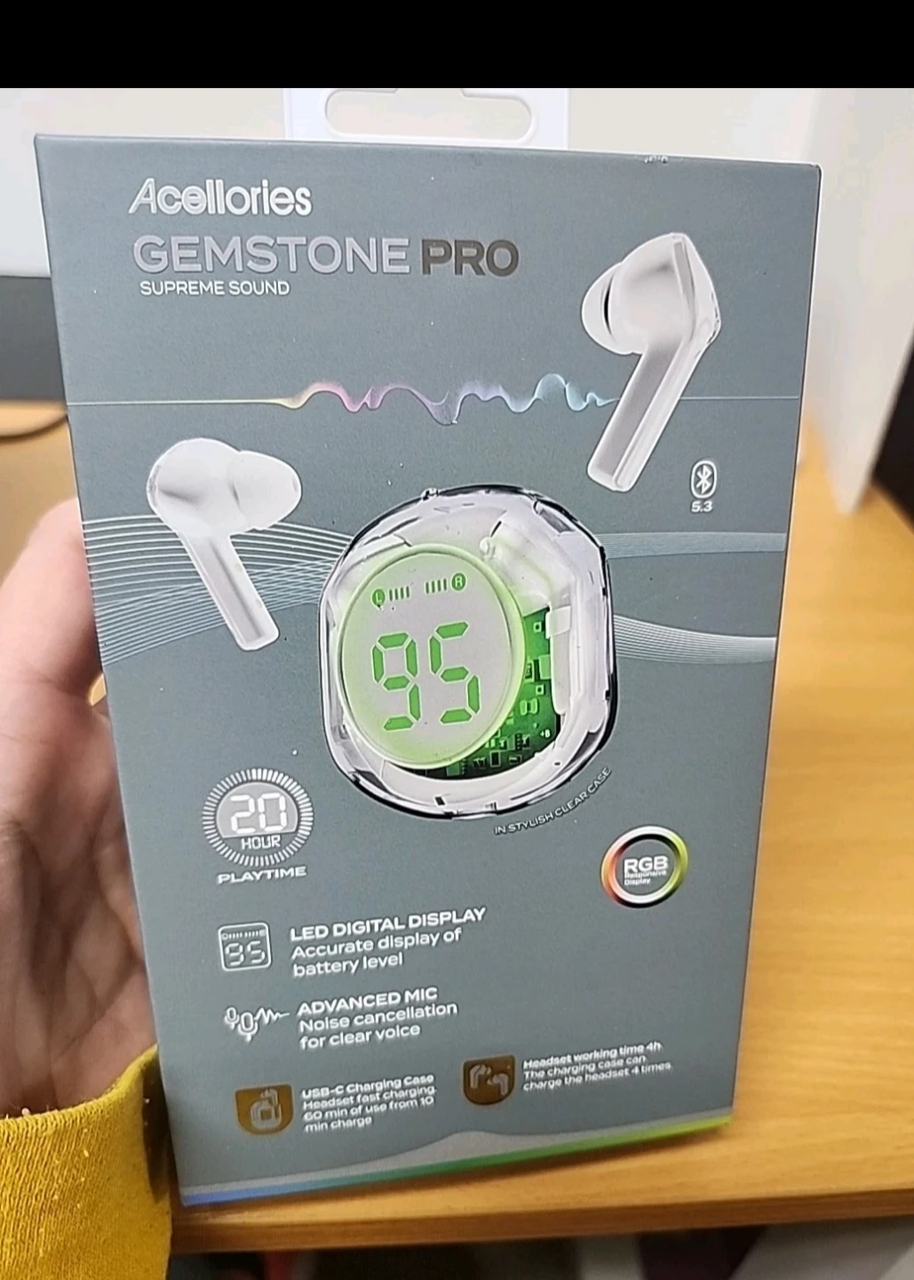 Acellories GEMSTONE PRO Wireless Earbuds with LED Display