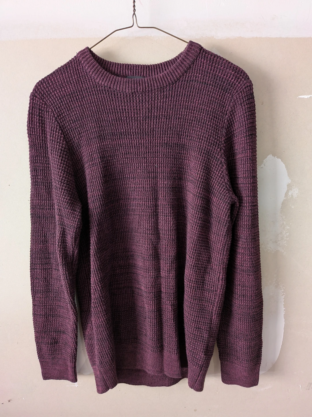 Men's Burgundy Waffle Knit Sweater