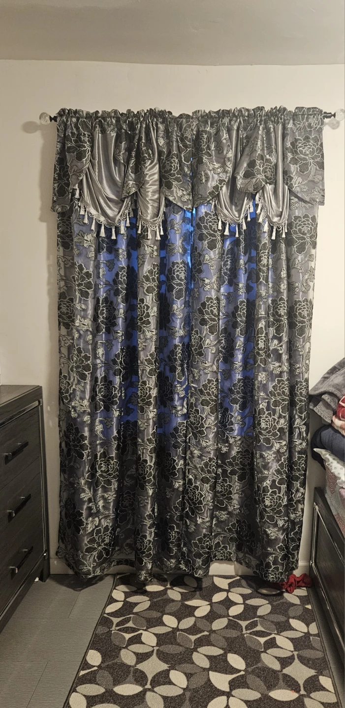 Jacquard Floral Print Window Curtains with Valance new
