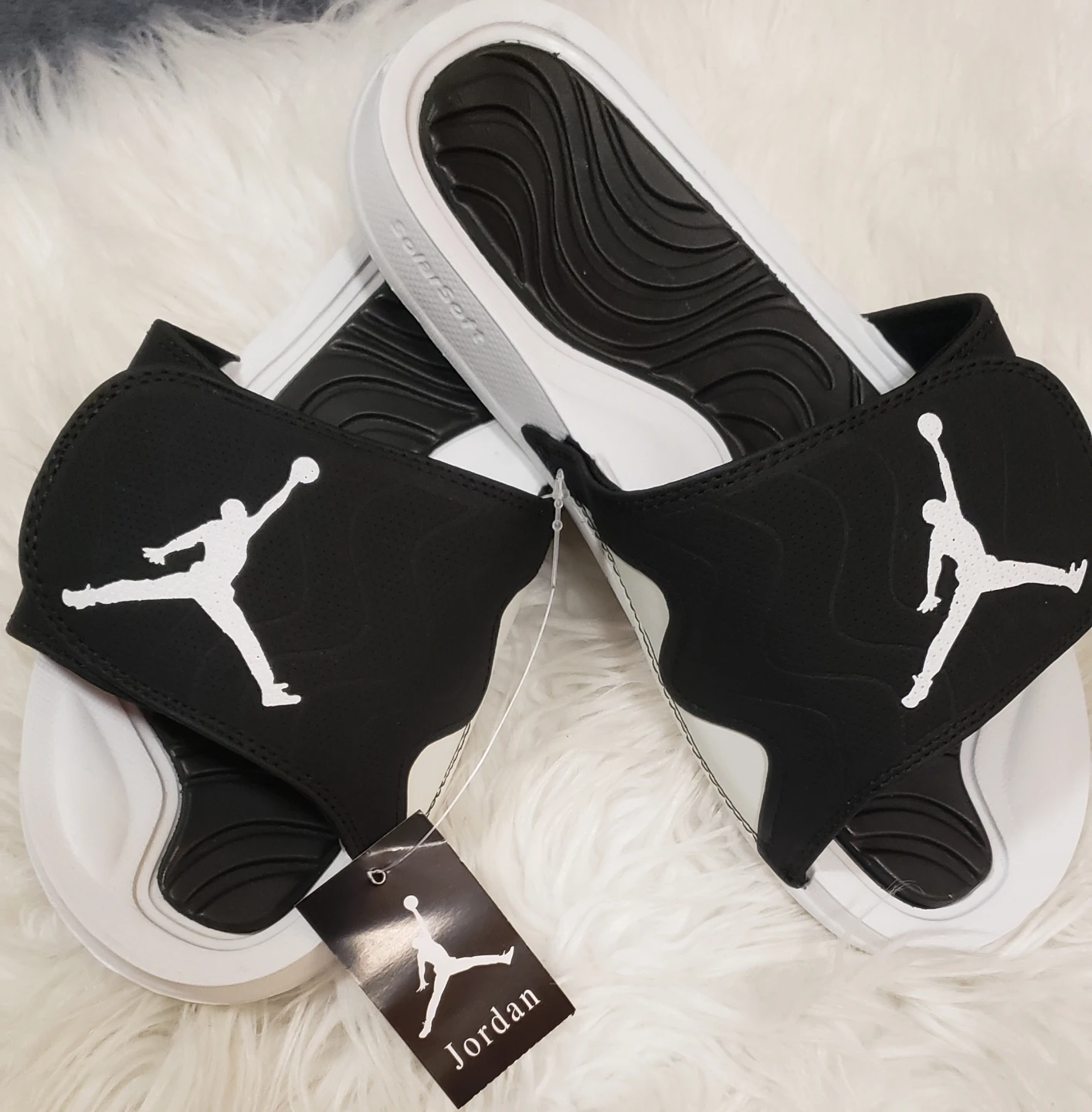 Brand new Mens Jordan White Black Slippers