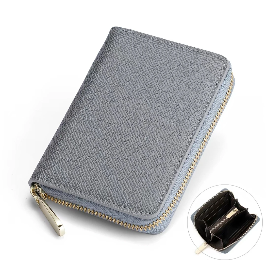 Compact Zip Wallet Card Holder Grey