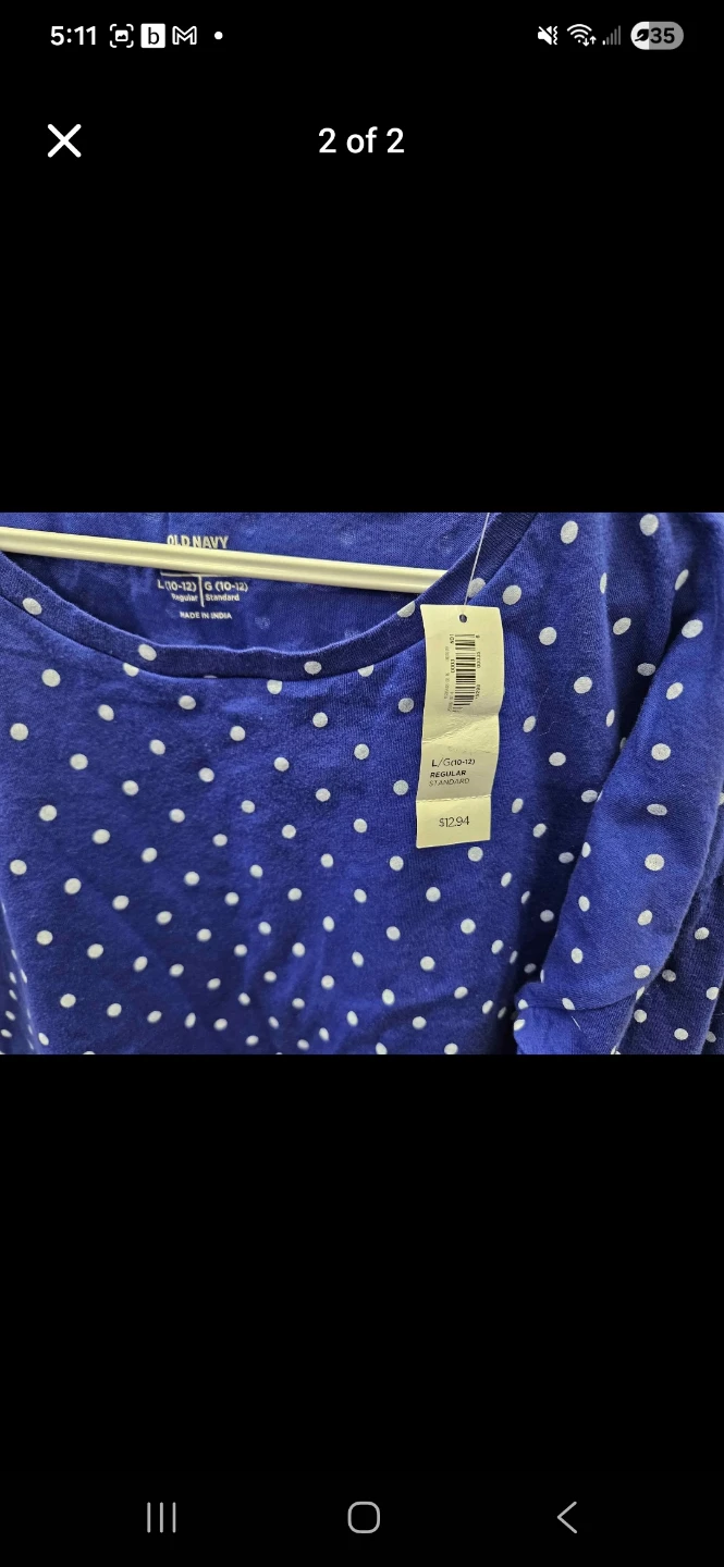 Old Navy Blue Polka Dot Long Sleeve Shirt Size L (10-12) - photo 2
