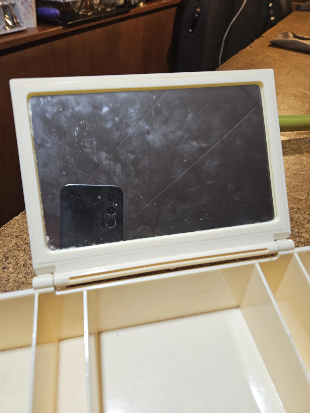 Cream Plastic Makeup Organizer with Mirror - photo 2