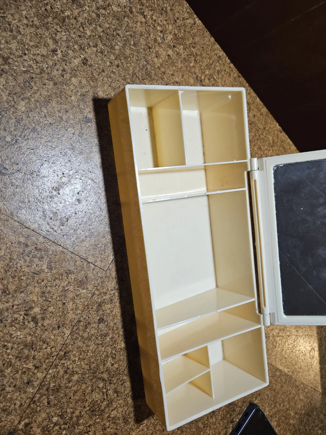 Cream Plastic Makeup Organizer with Mirror - photo 3