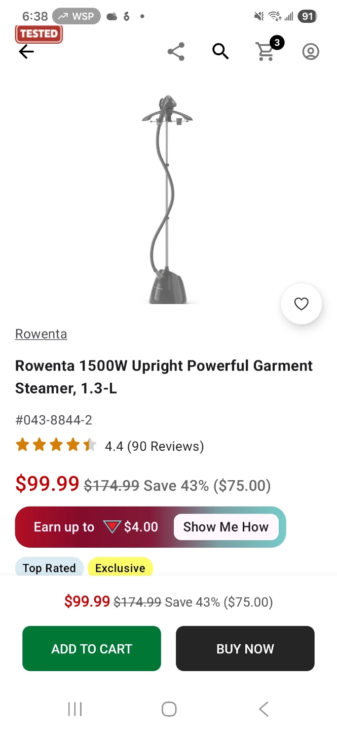 Rowenta 1500W Upright Garment Steamer, 1.3-L