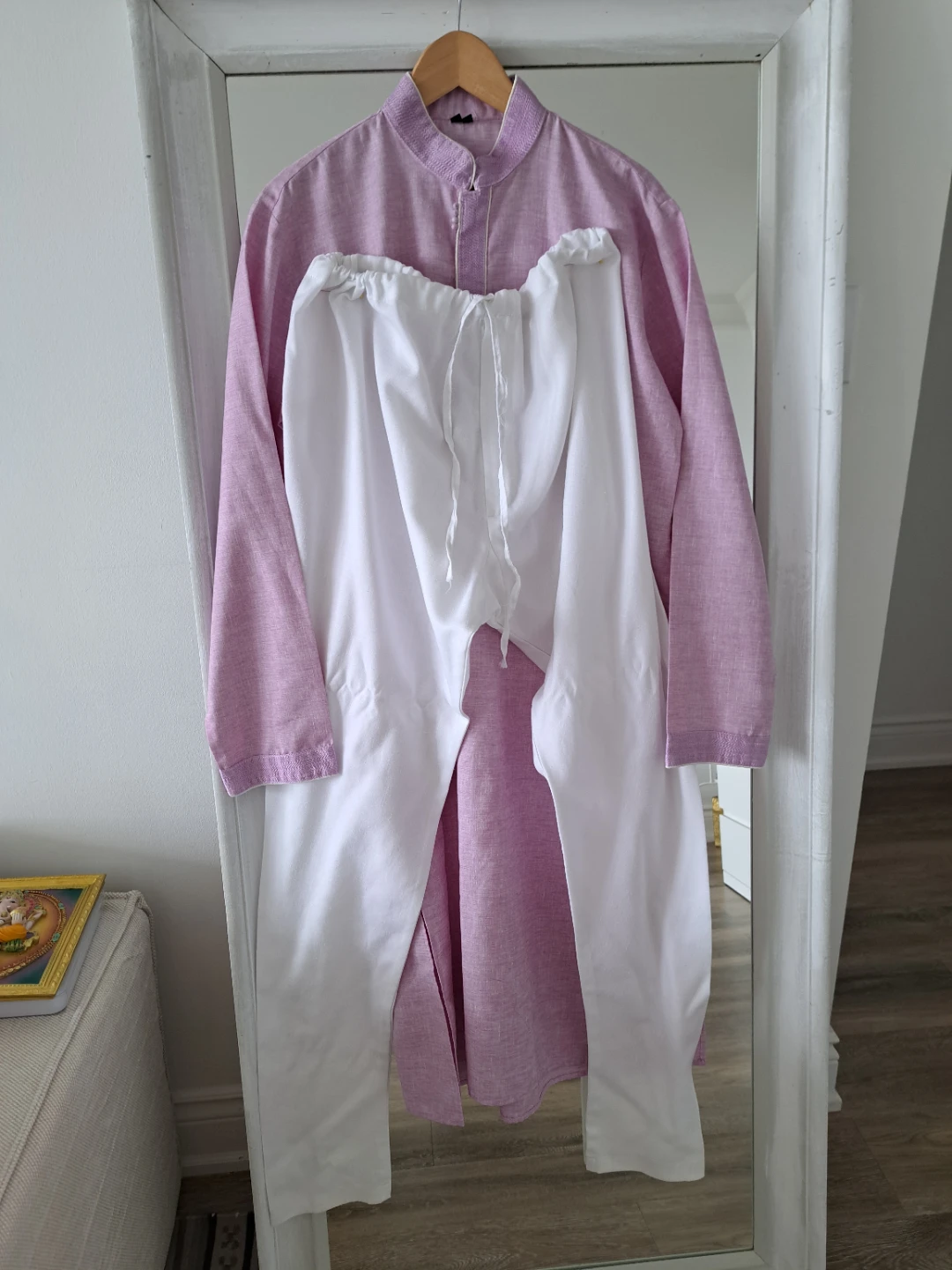 Men's Ligh Purple Kurta with White pants - photo 5