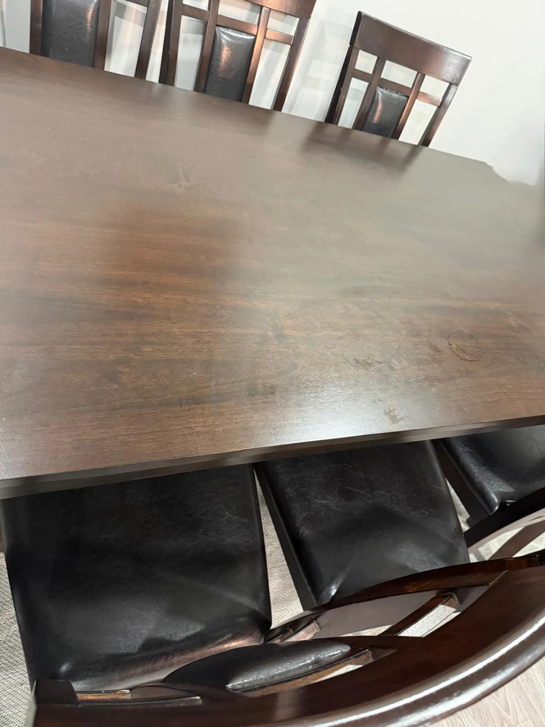 Dark Wood Dining Table with 6 Chairs