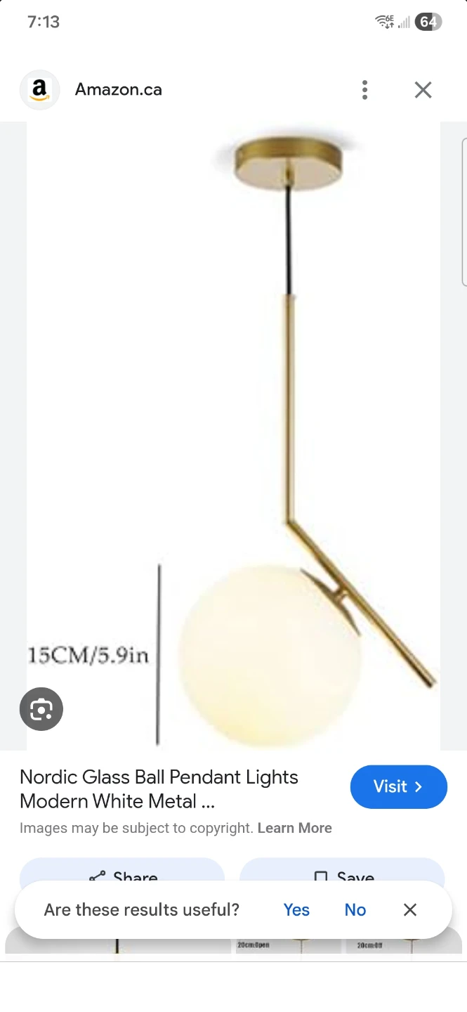 Nordic Glass Ball Pendant Light - White Metal