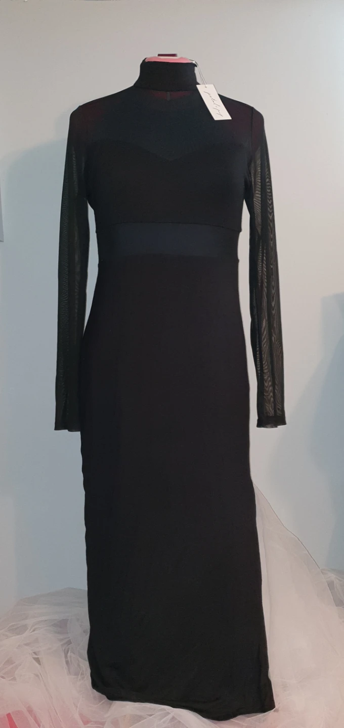 Black Mesh Detail Midi Dress - photo 3