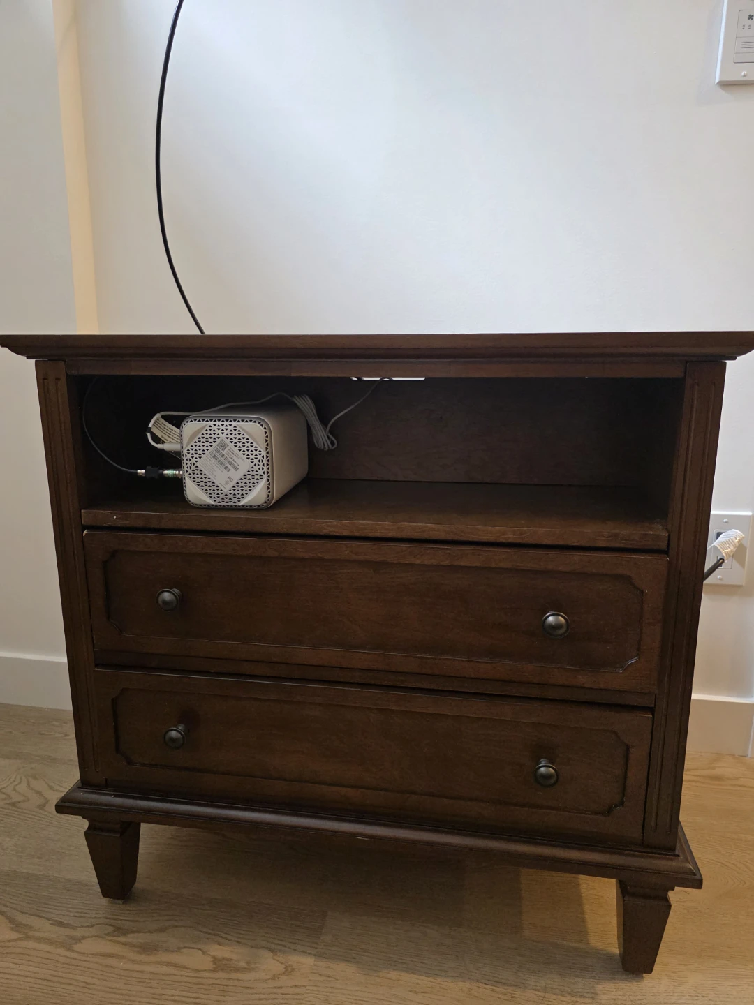 Dark Brown Nightstand/Media stand with Built-in Power Outlet