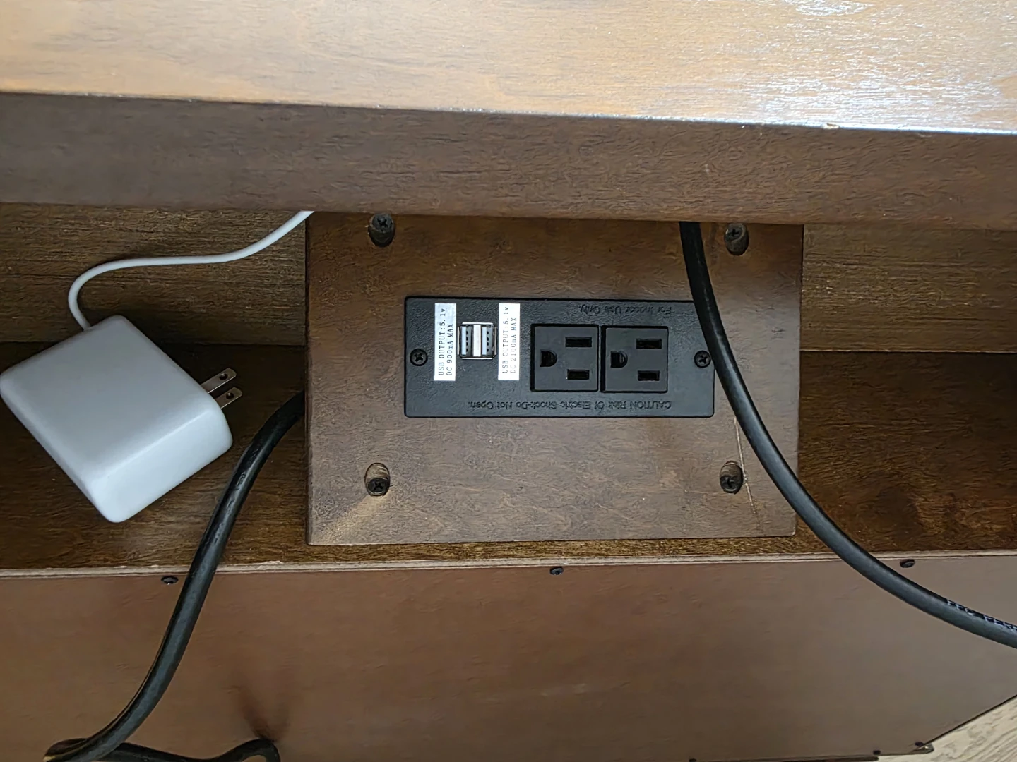 Dark Brown Nightstand/Media stand with Built-in Power Outlet - photo 3