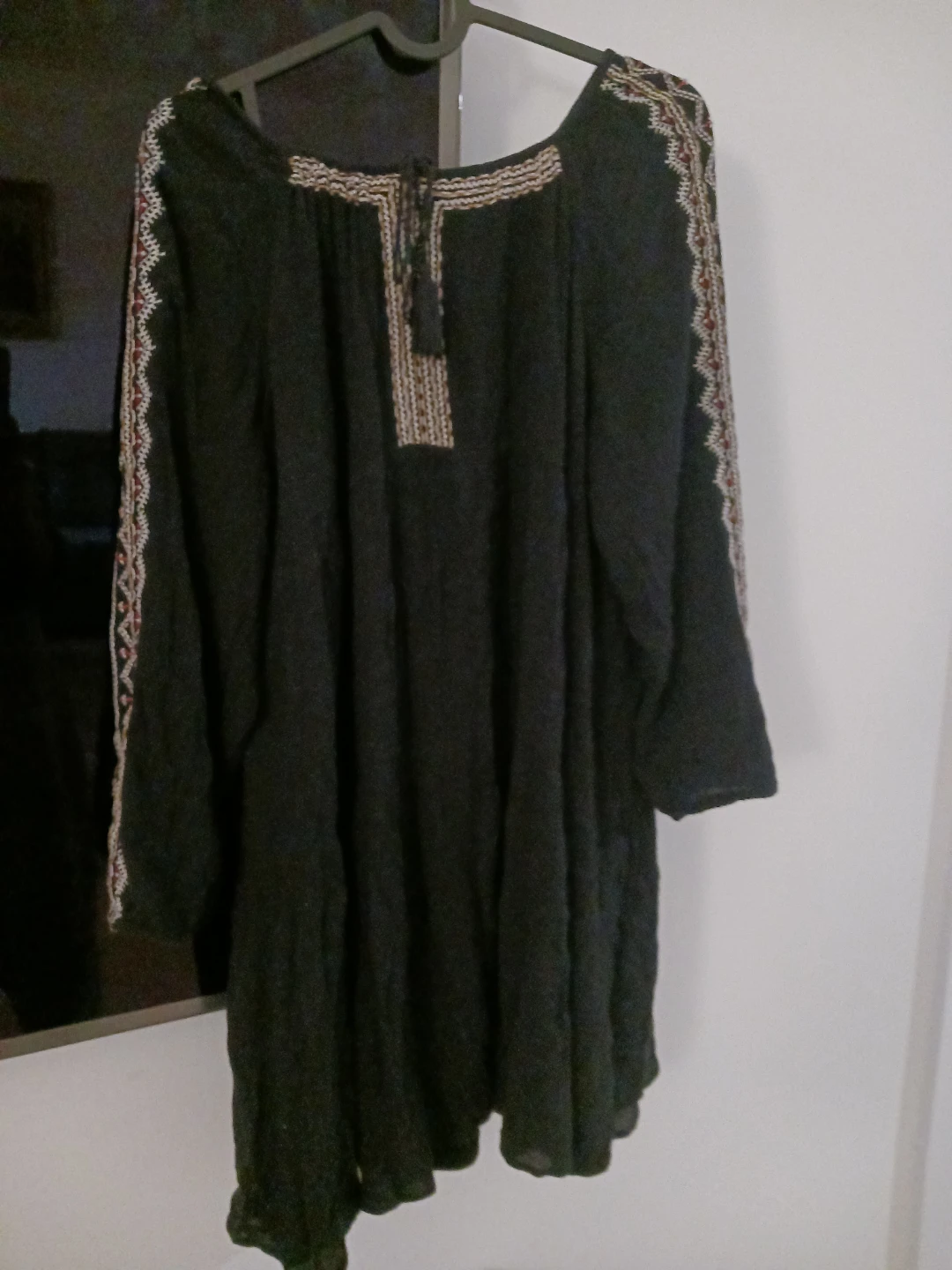 Black Embroidered Tunic Dress