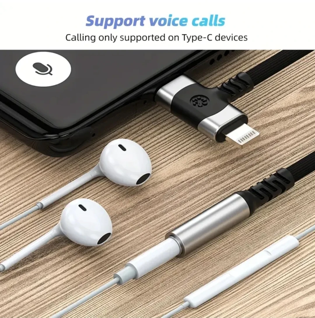 USB C and iPhone DAC 2 in 1 to AUX headset headphone converter - photo 3