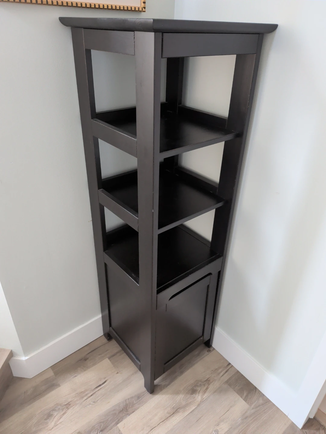 Dark Brown Corner Shelf Unit with Cabinet