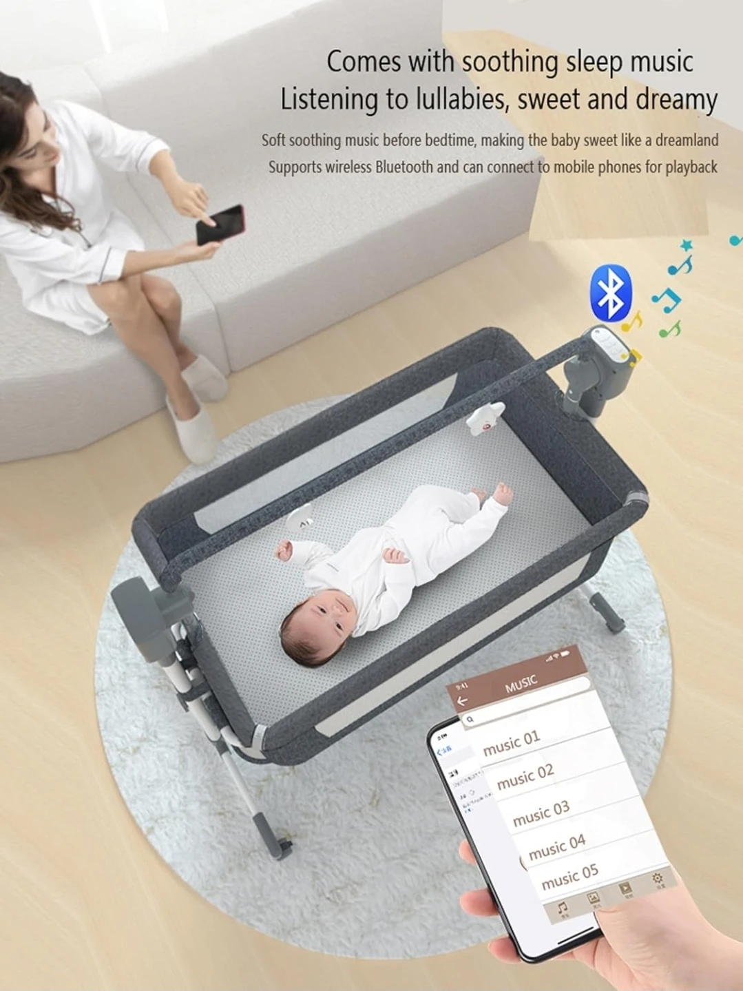 Multifunctional Baby Bassinet with Automatic Swing and Music - photo 4
