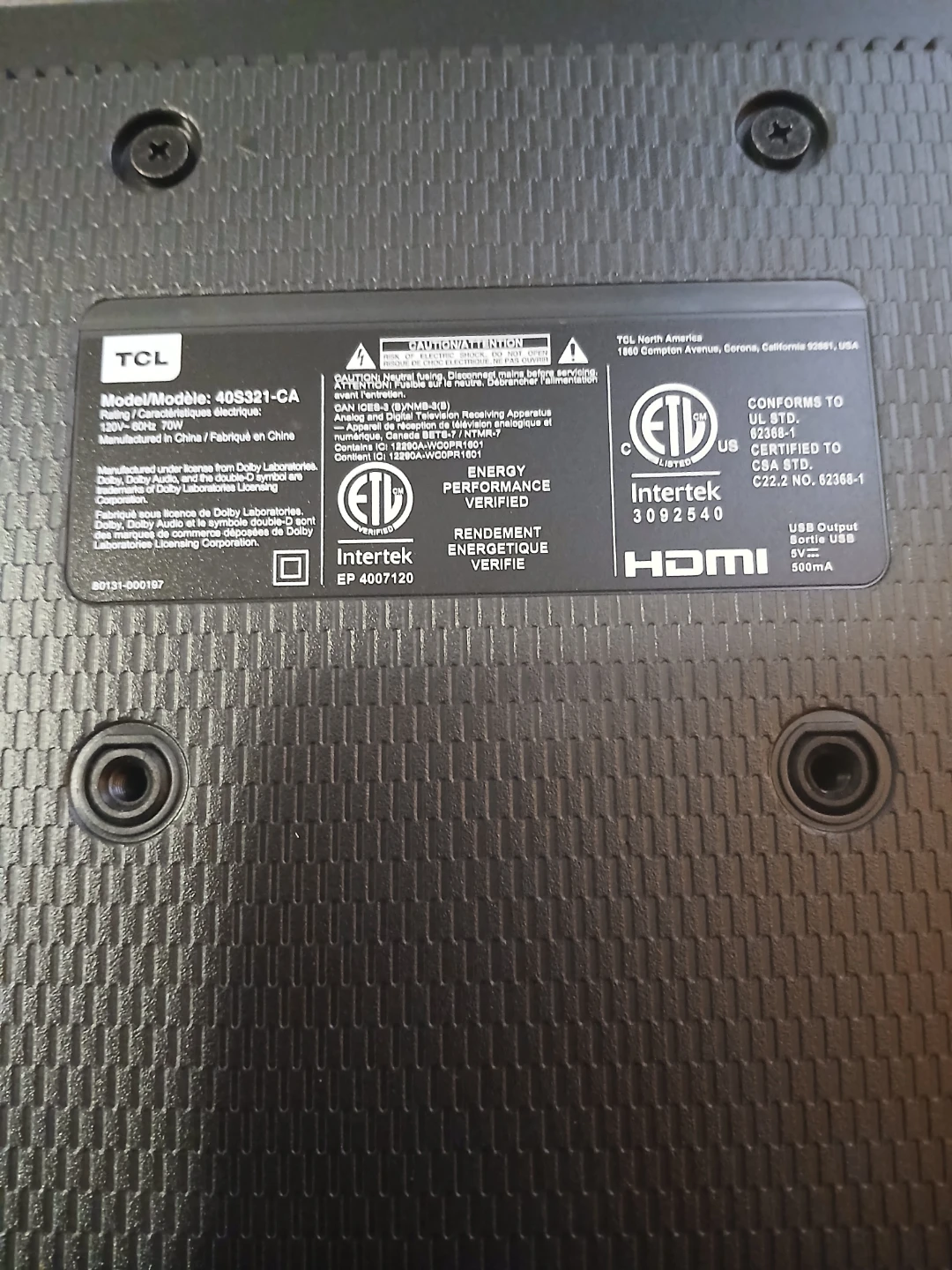 TCL 40S321-CA Television