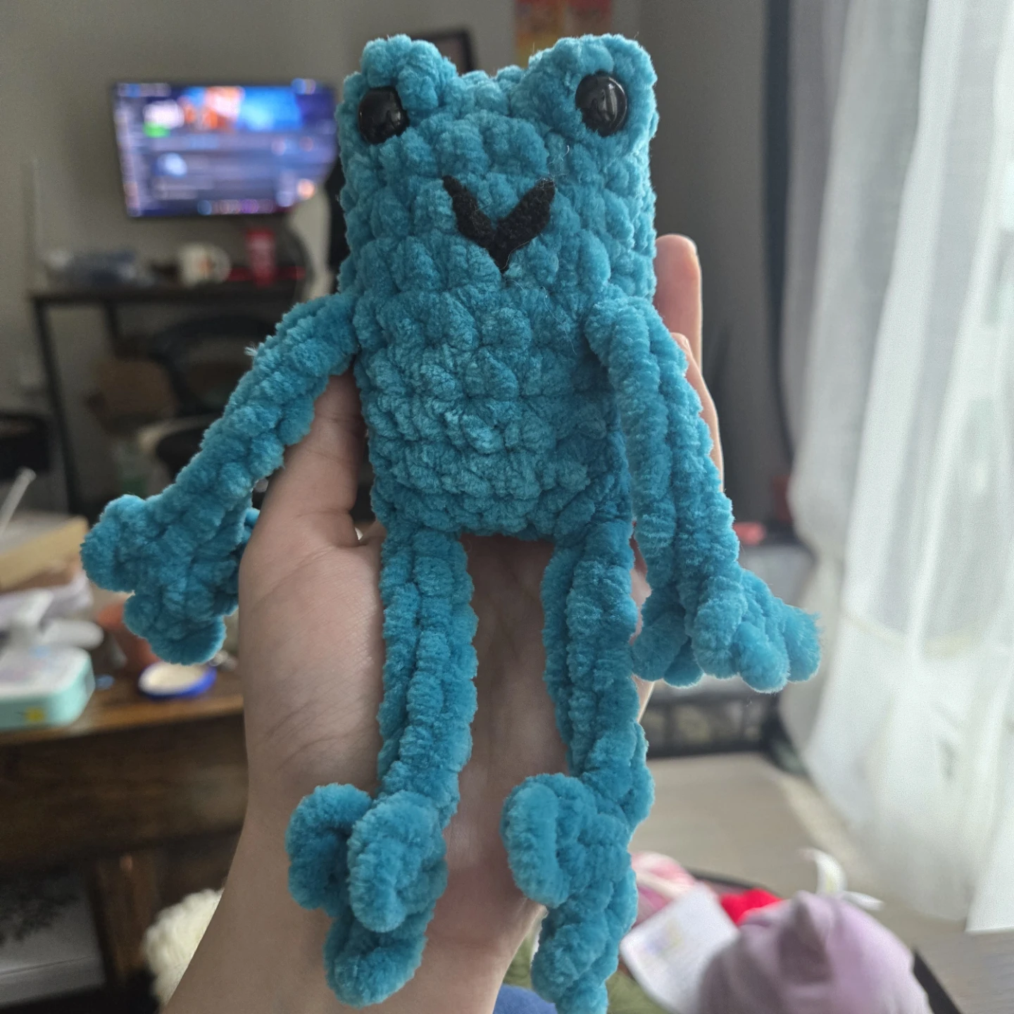 Teal Crocheted Frog Plush Toy
