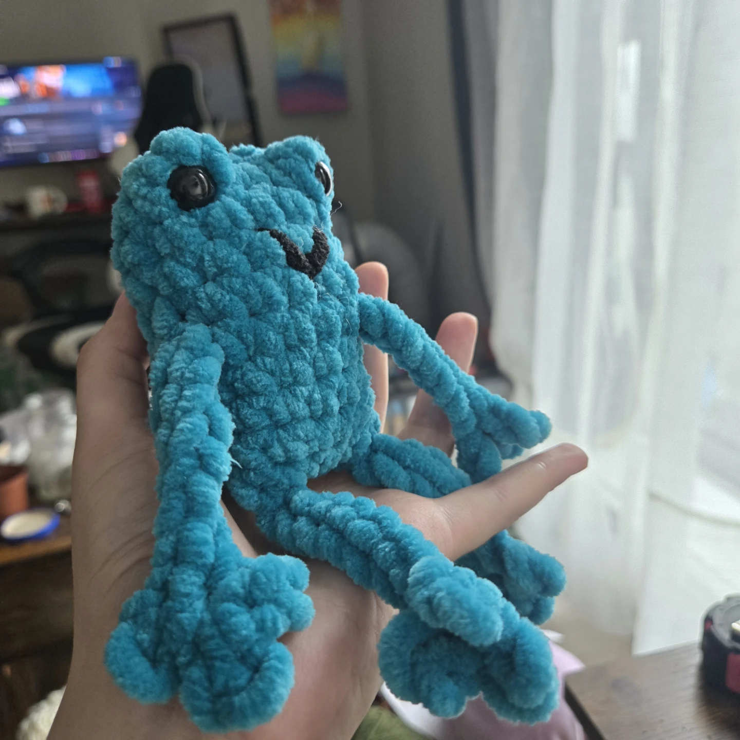 Teal Crocheted Frog Plush Toy - photo 2