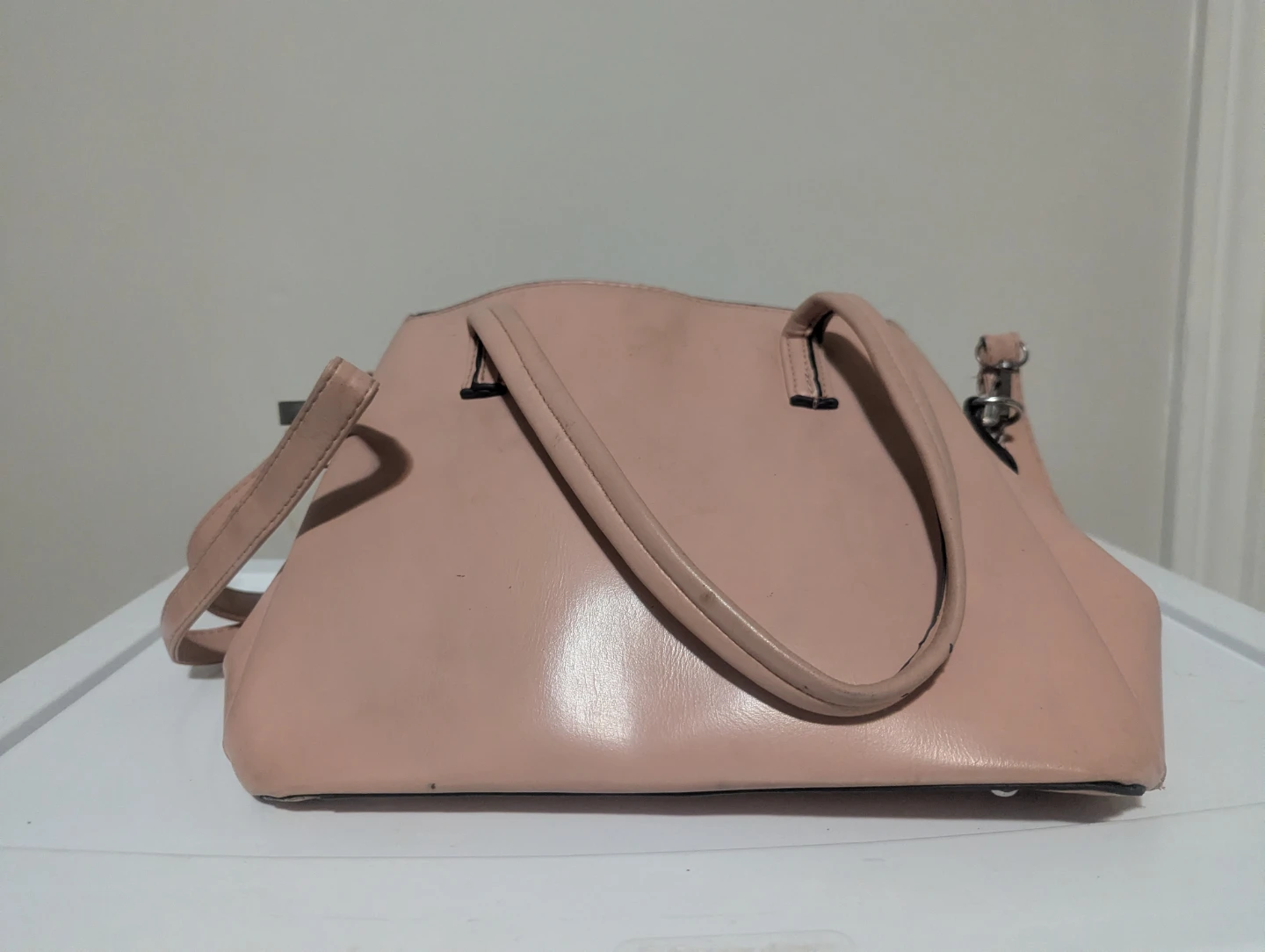 Pink Faux Leather Satchel Handbag - photo 2