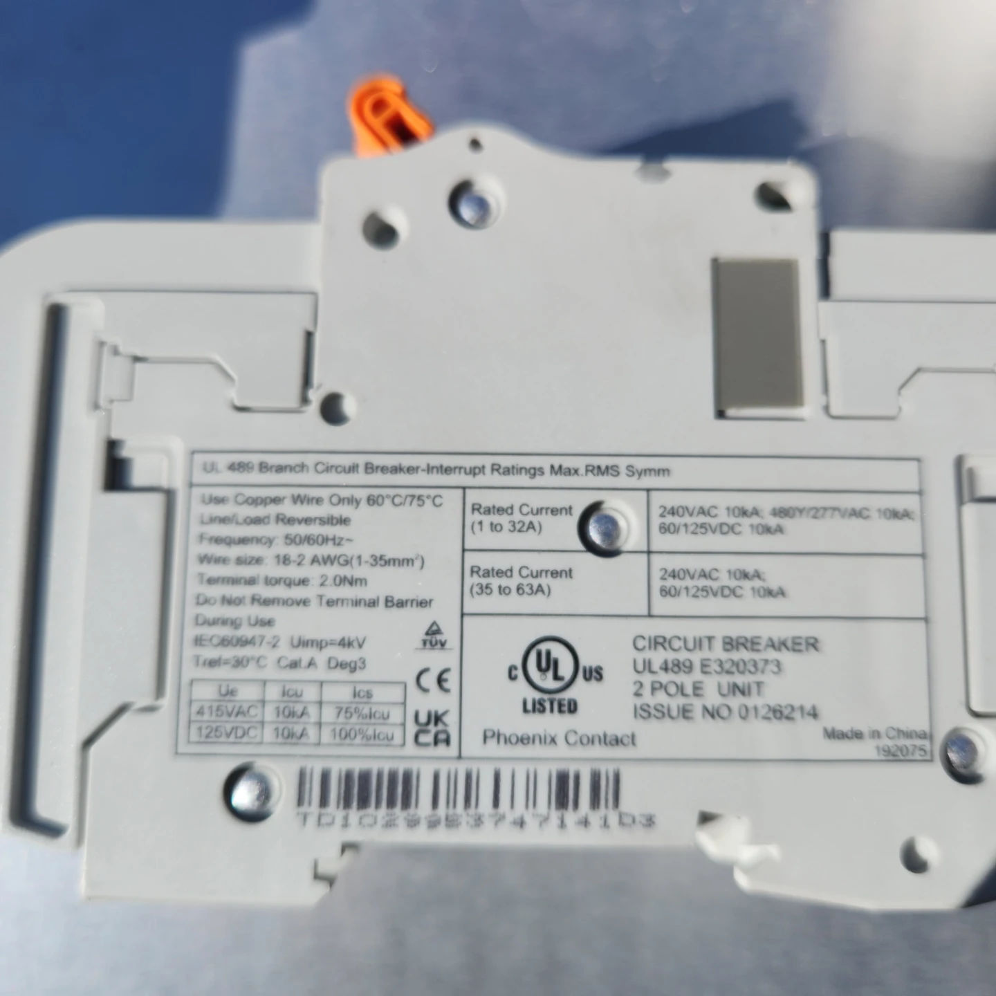 Phoenix Contact Circuit Breaker TMC 82D 10A - photo 2
