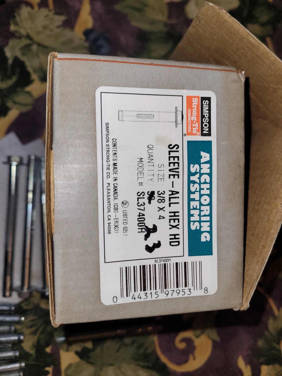Simpson Strong-Tie Sleeve-All Hex HD Anchors 3/8 x 4 - photo 2
