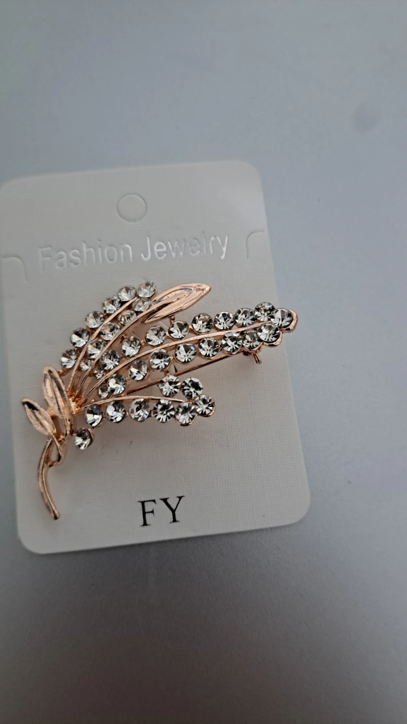 Rose Gold Crystal Flower Brooch