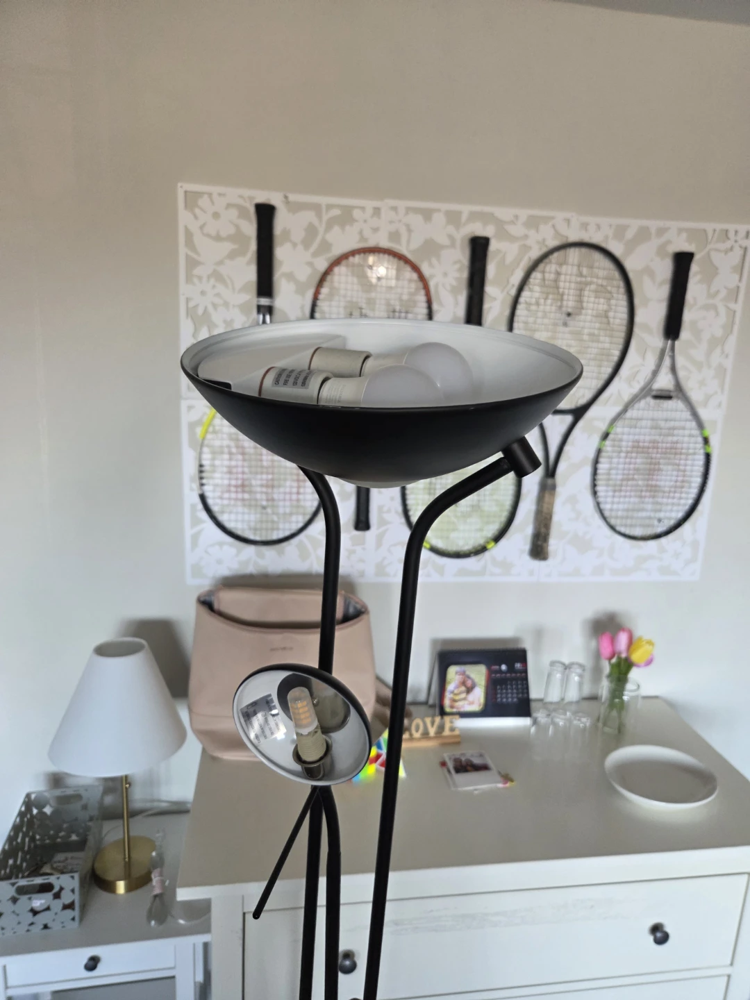 Black Floor Lamp with Adjustable Spotlights