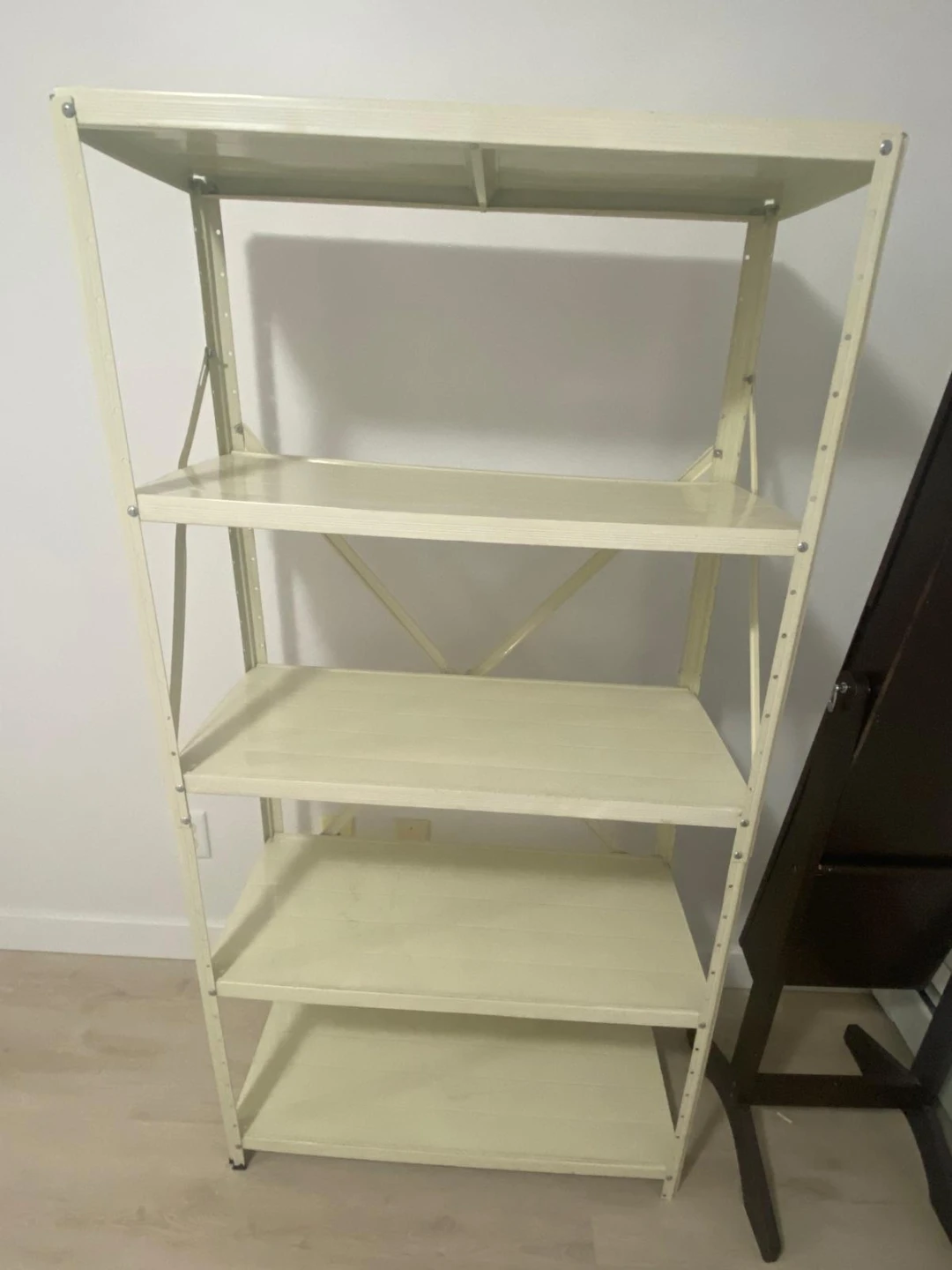 Cream 5-Shelf Metal Shelving Unit