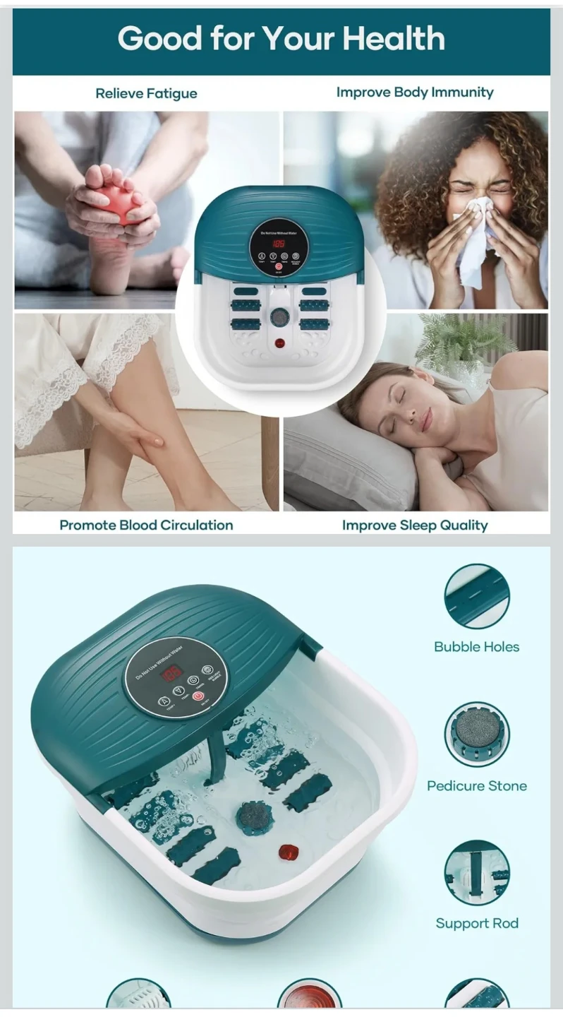 Collapsible Foot Spa Bath with Pedicure Stone