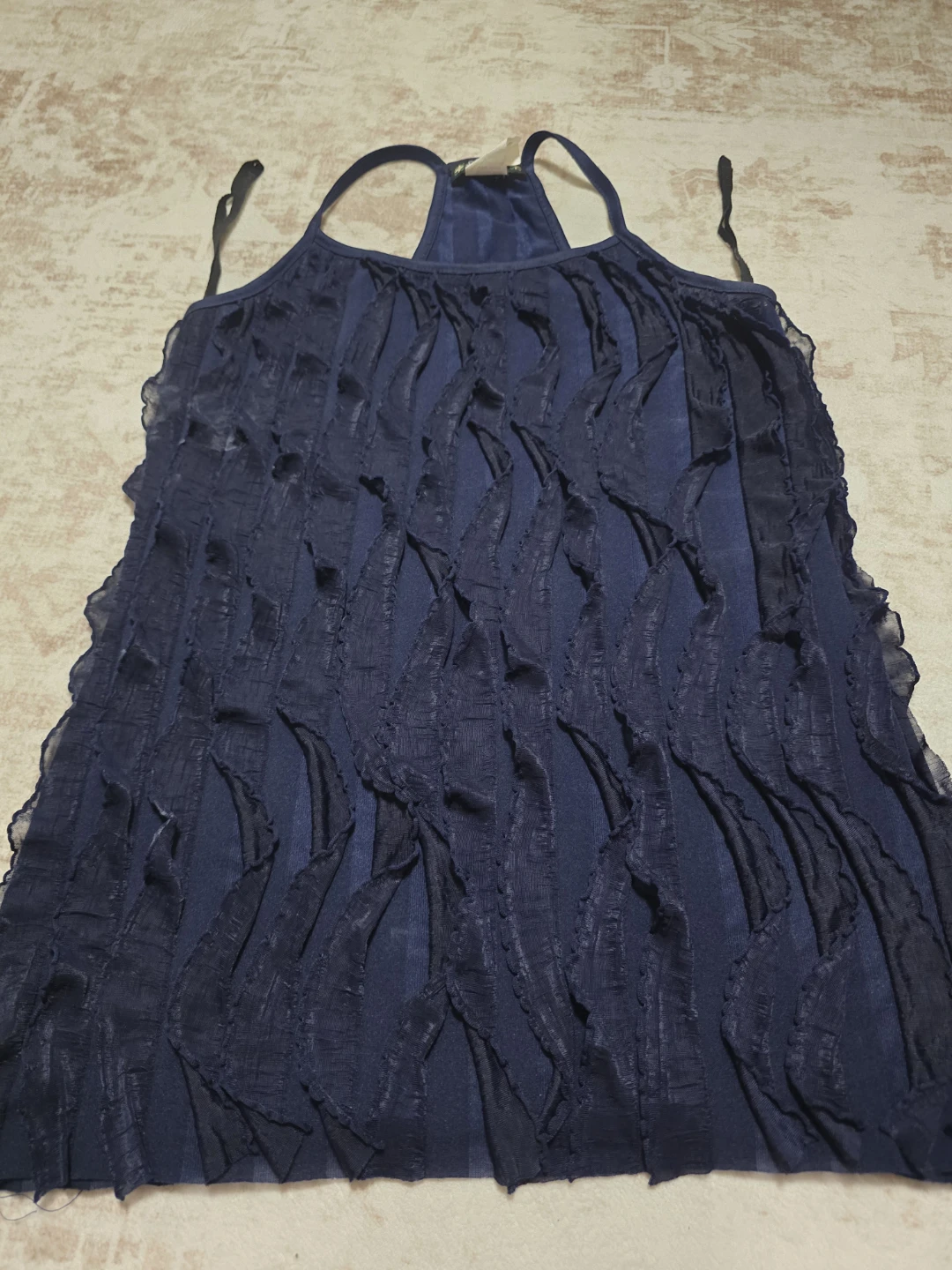 Navy Blue Embellished Tank Top