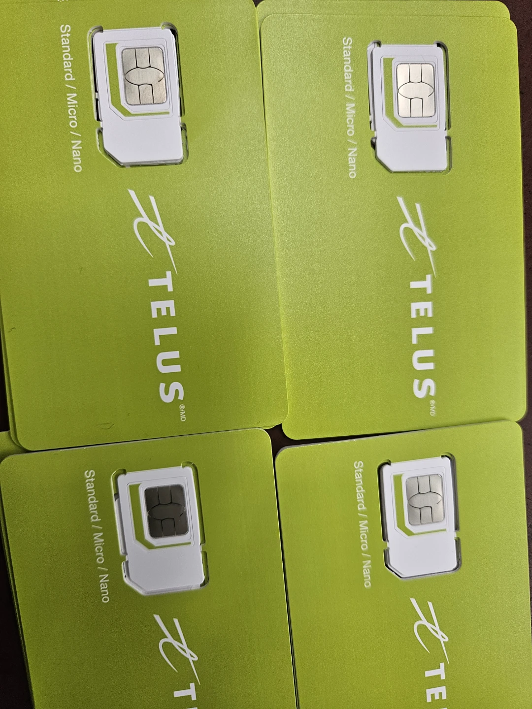 TELUS SIM Cards (Standard/Micro/Nano) - Lot of 4