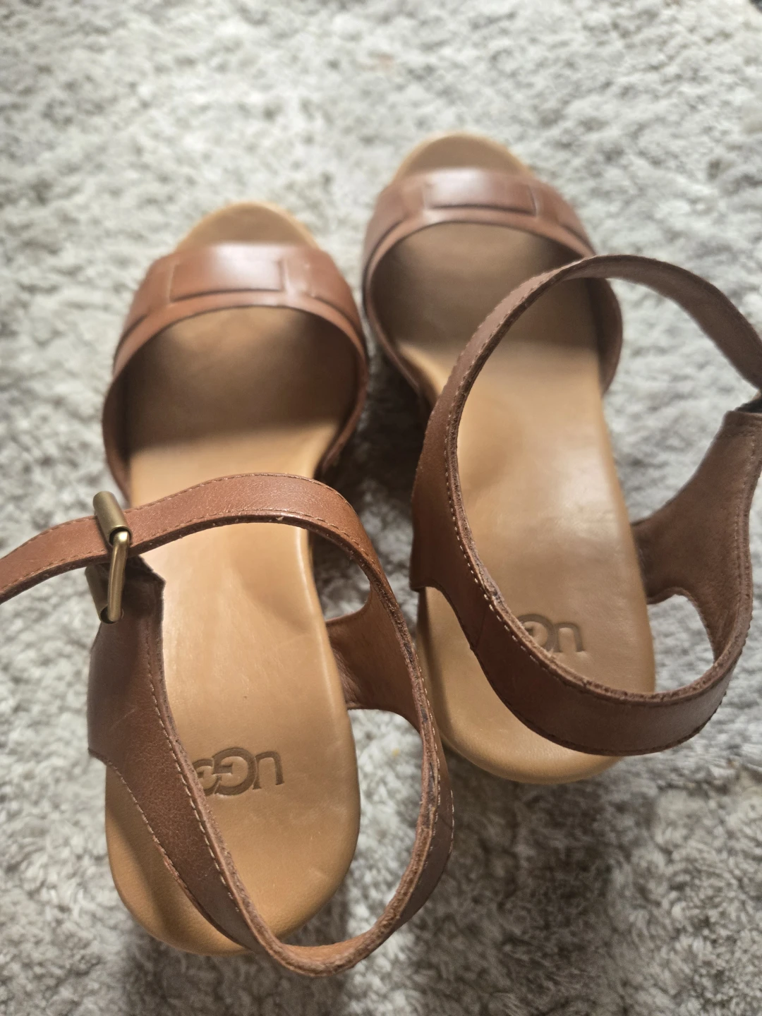 Ugg Brown Leather Wedge Sandals - photo 3