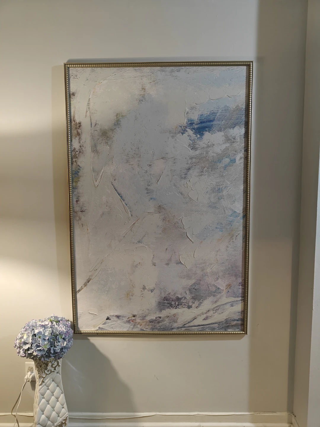 Large Abstract Canvas Wall Art with Gold Frame - photo 3