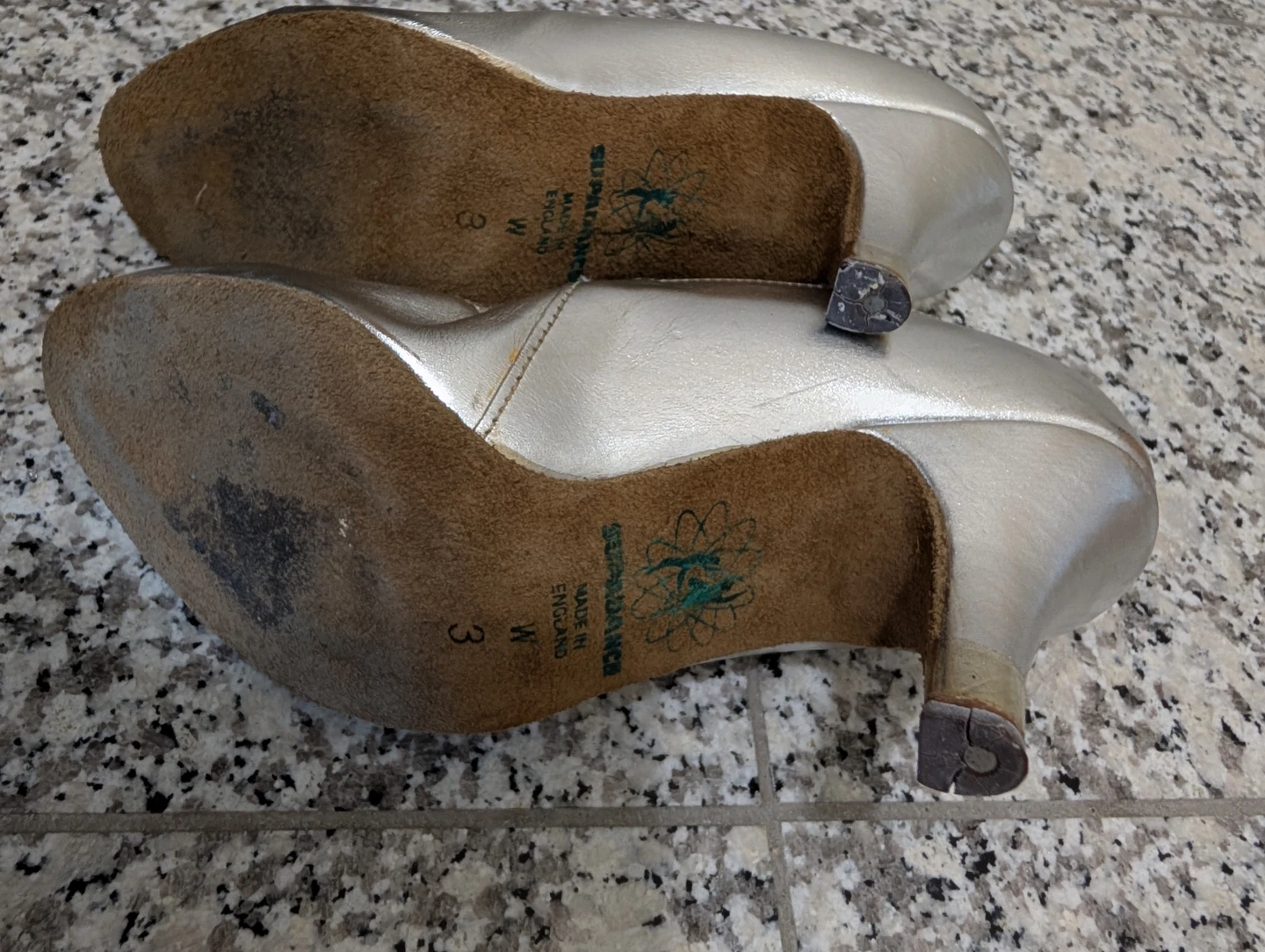 Supadance Silver Leather Ballroom Dance Shoes Size 3 W - photo 3