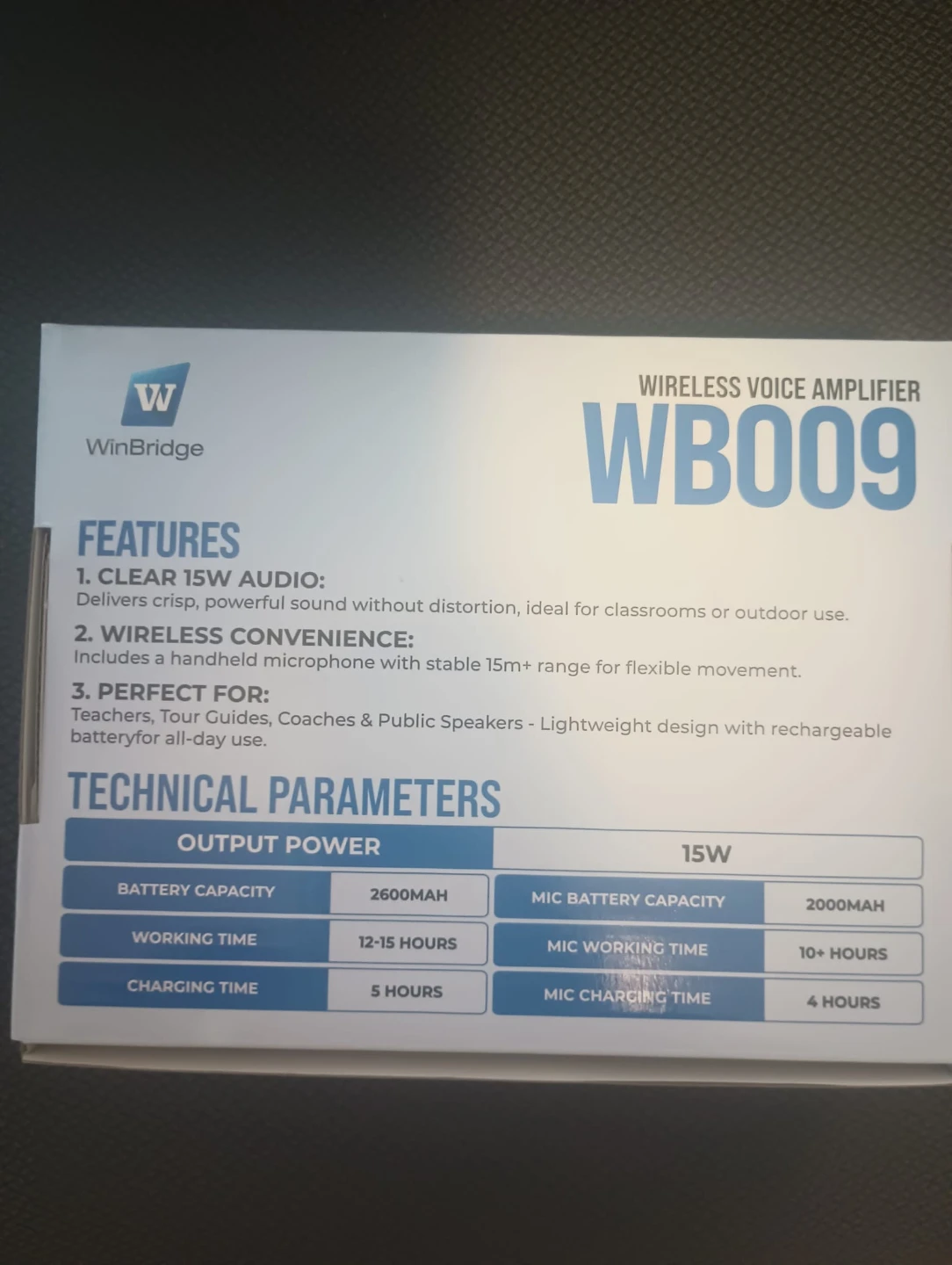 WinBridge WB009 Wireless Voice Amplifier with Microphone - photo 2