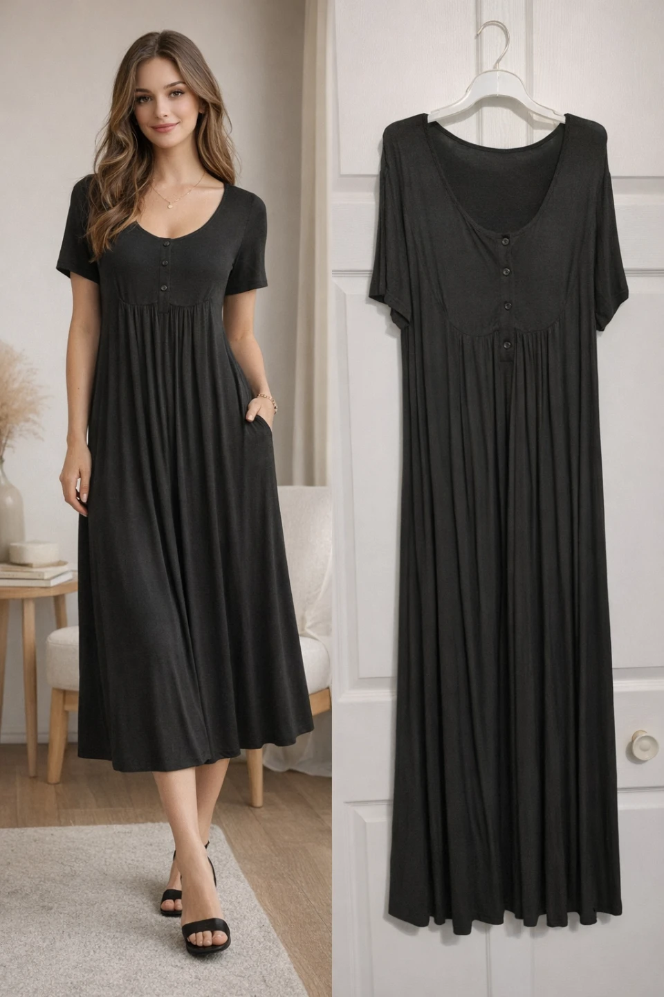 Women's Short Sleeve Maxi Dress