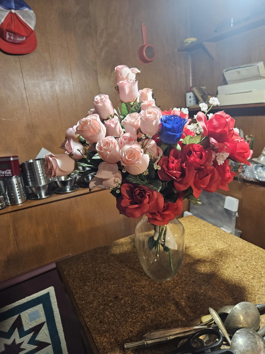 Artificial Rose Bouquet in Glass Vase - photo 2