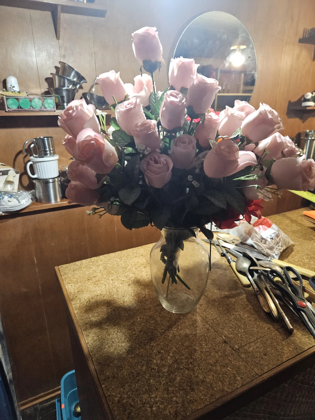 Artificial Rose Bouquet in Glass Vase - photo 3