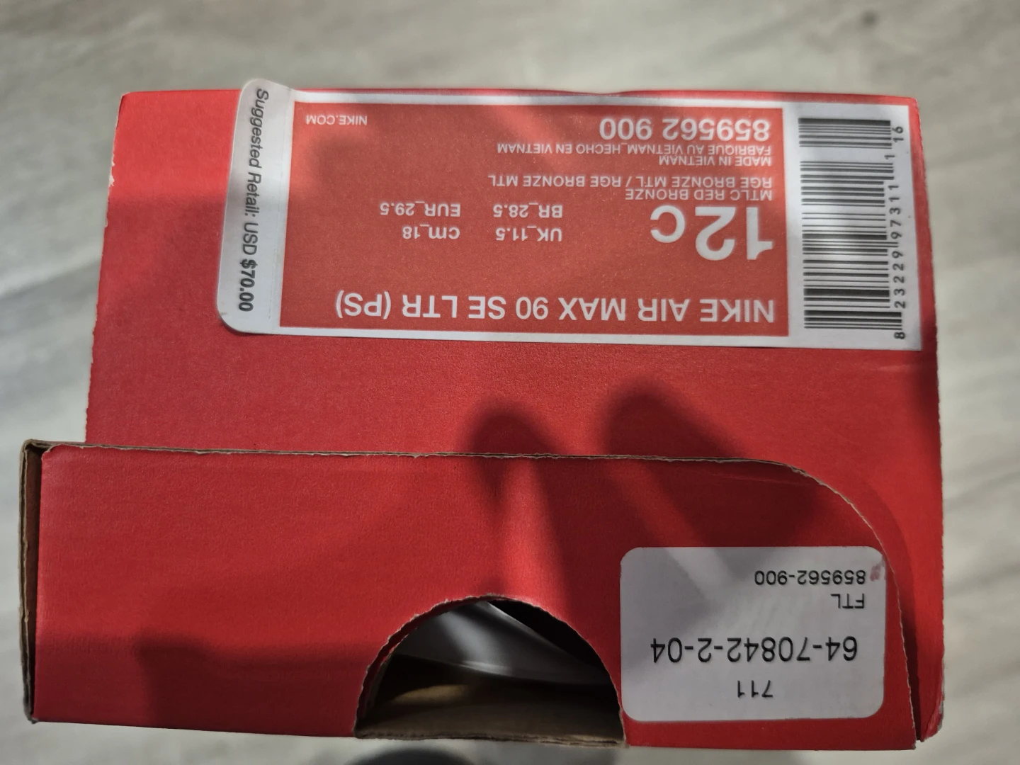 [NEW] Nike Air Max 90 SE LTR (PS) Rose Bronze Shoes - Size 12C - photo 2