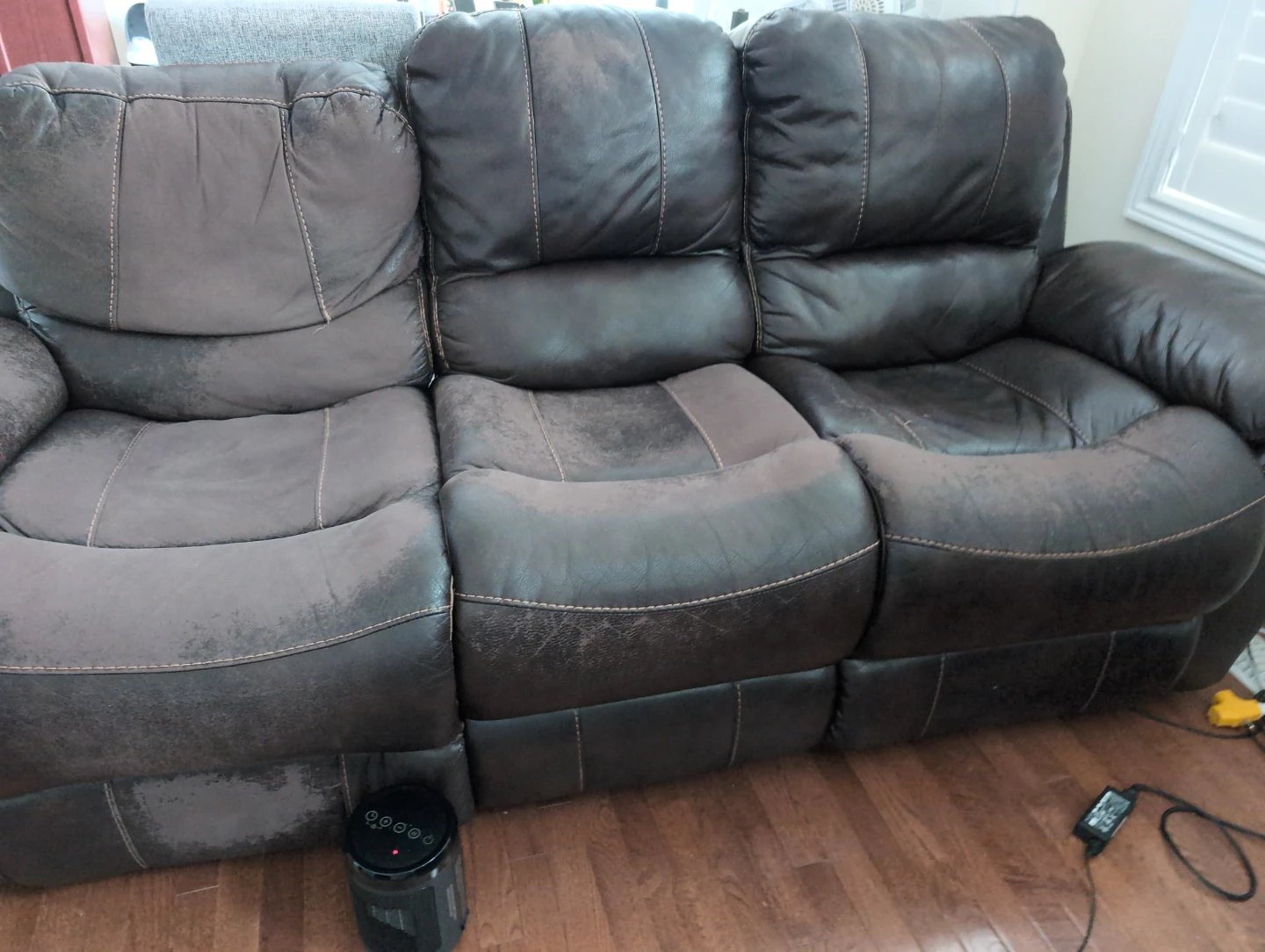 Brown Faux Leather Reclining Sofa