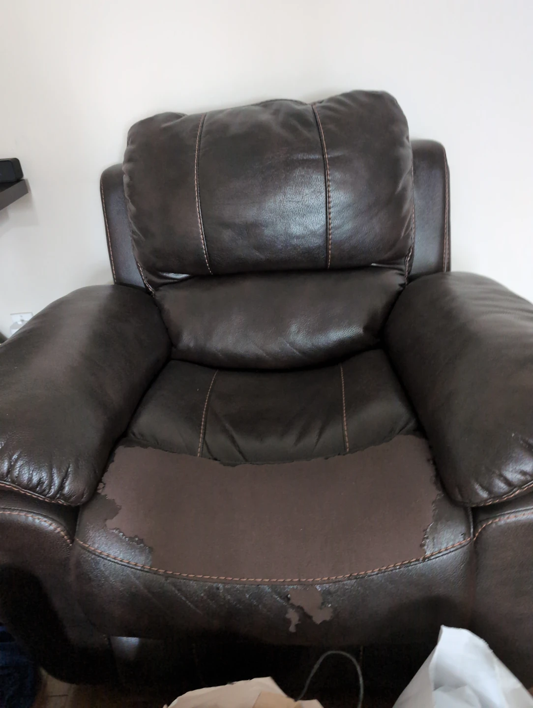 Brown Faux Leather Reclining Sofa - photo 2